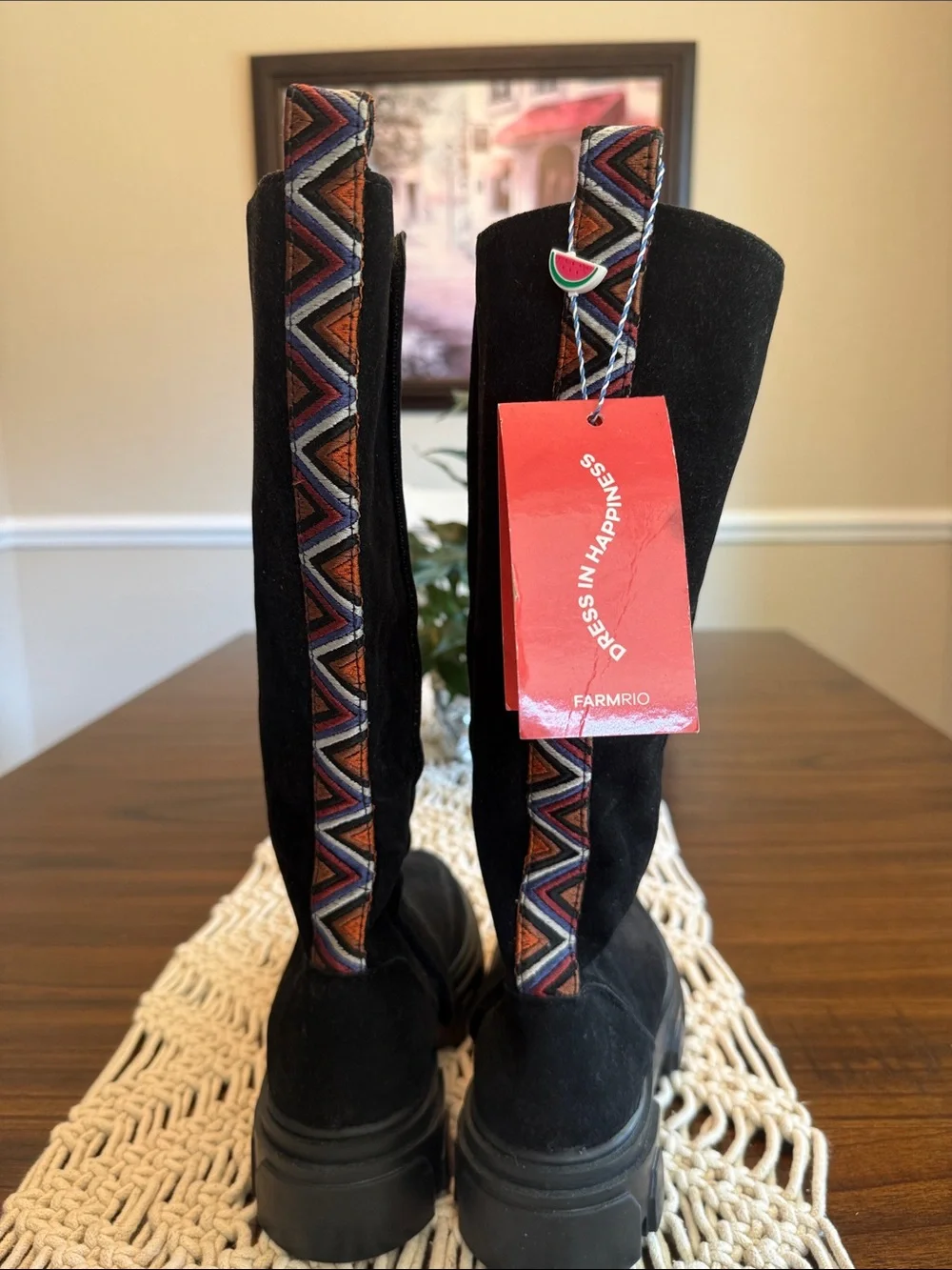 FARM Rio Black Suede-Look Chunky Platform Over-the-Knee Boots